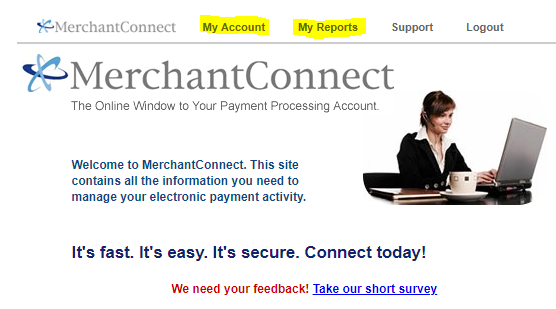Merchant Connect admin page