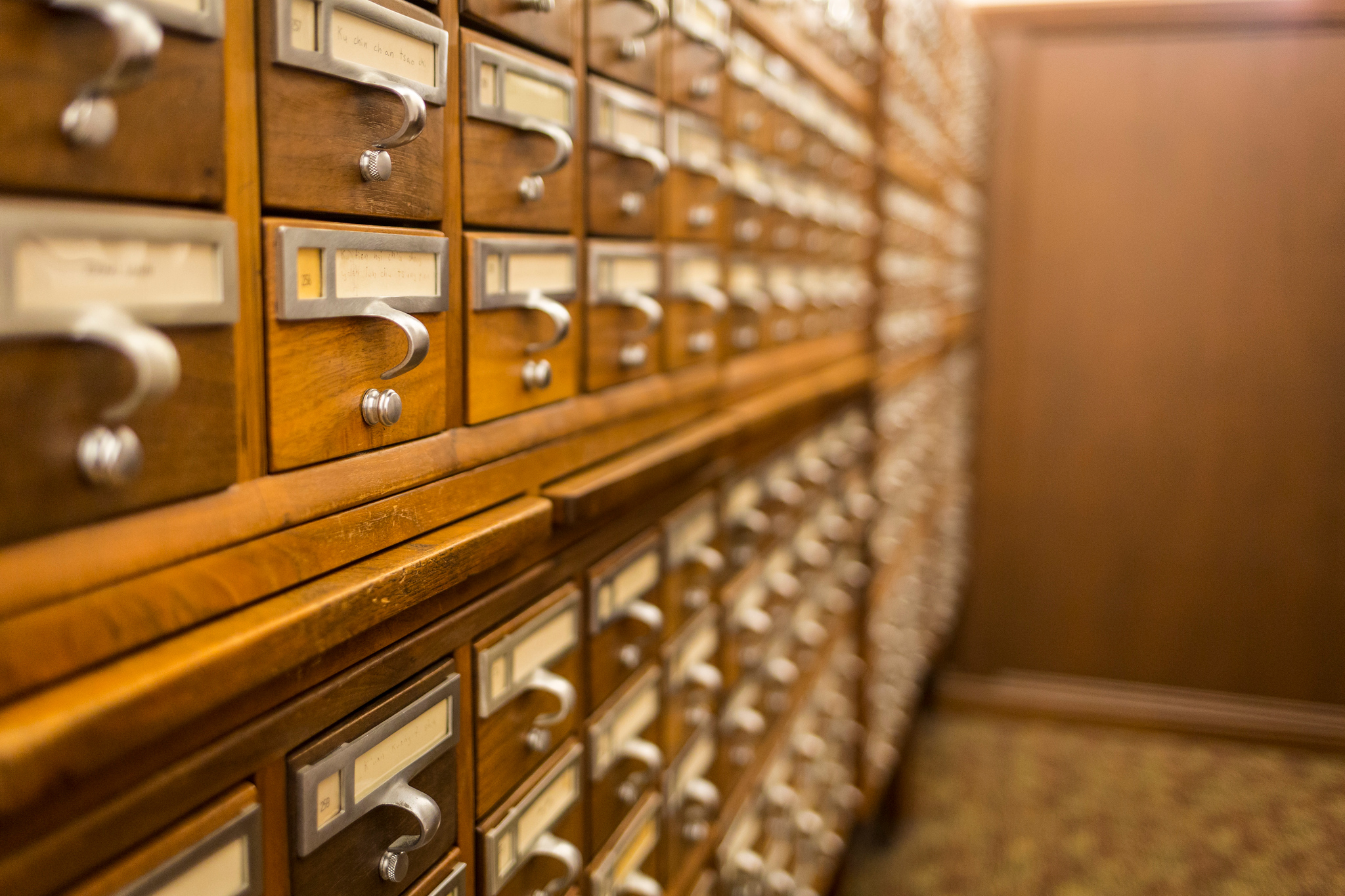 card catalog drawers