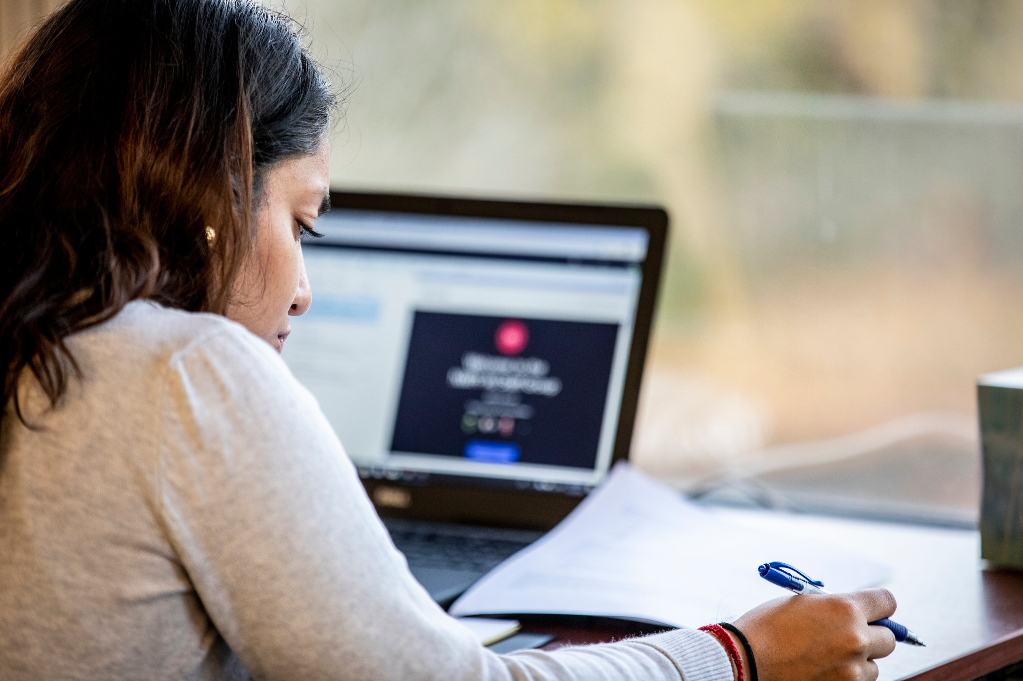 woman working on a computer