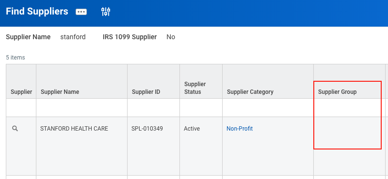 Find Supplier report screenshot