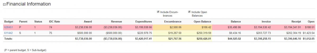 financial information section