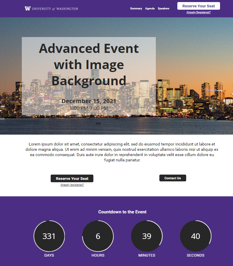 Advanced Event with Image Background interface image 