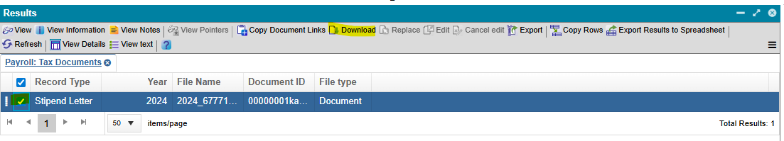 Screenshot of EDM Results page