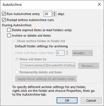 Archiving your old emails in Outlook