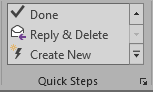 Quick steps portion of top panel on Outlook