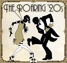 2 figures dancing in 1920s clothing captioned the roaring '20s