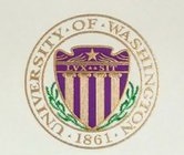A traditional UW crest which features visible text of 'University of Washington' and '1861'