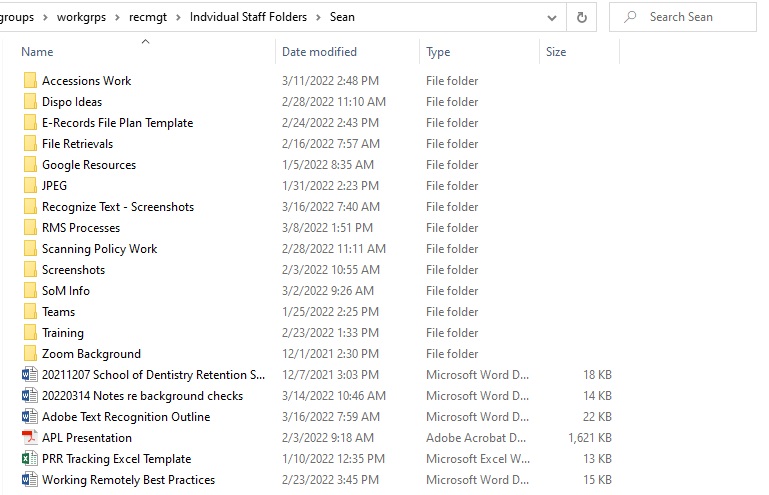 a Windows File Folder filled with folders and individual documents