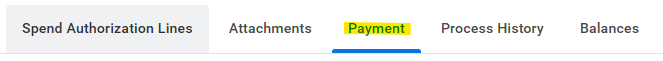 Spend Authorization tabs